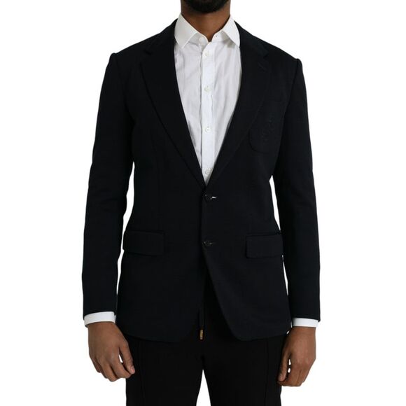 Dolce & Gabbana Black Wool Notch Single Breasted Coat Men's Blazer